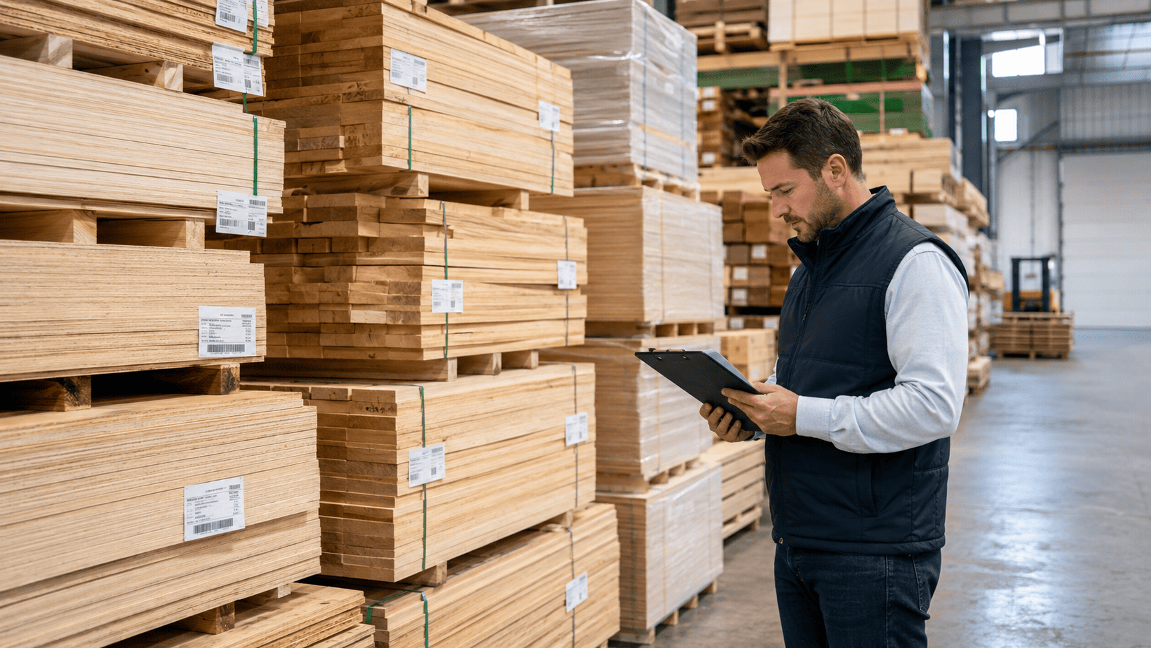 Empresa de madera revisando lotes y documentación para EUDR